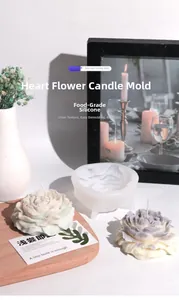 Detail of flower candle mold showing clear peony petal texture and silicone material