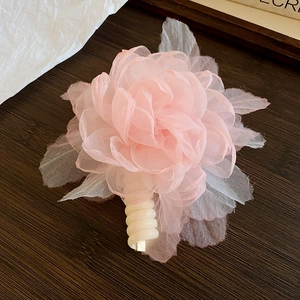 Pink chiffon flower telephone wire hair tie sweet sweet fashion hair accessory for women