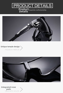 Detail of sport sunglasses featuring unique temple hinges and integrated nose pads
