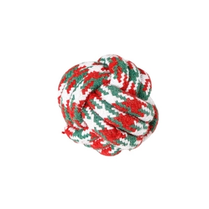 Christmas dog cotton rope toy set with red, green and white woven knot for pet teething