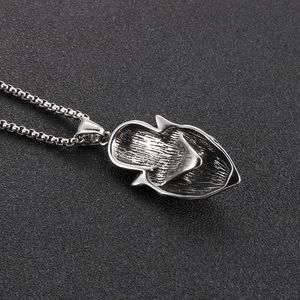 Gothic lion head skull pendant in silver steel with a classic box chain necklace