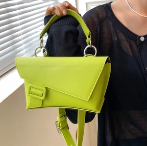 Women PU Leather Asymmetric Geometric Flap Crossbody Bag Square Buckle Fashion Handbag Versatile Shoulder Purse
