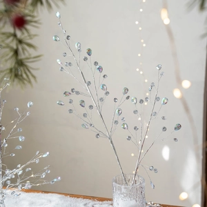 Sparkling acrylic crystal branch Christmas decoration for a cozy holiday desktop ambiance
