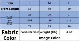Size guide table for knitted hooded cardigan with measurements for S, M, and L