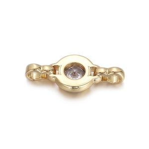 Detailed close-up of a gold-plated circular zircon connector for DIY bracelet making