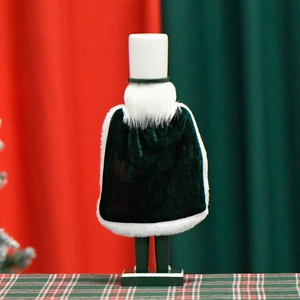 30CM European wooden nutcracker king in velvet cloak back view Christmas decor