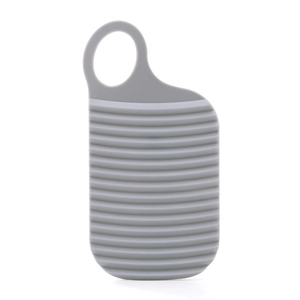 Grey portable plastic washboard with anti-slip wave texture and ergonomic handle