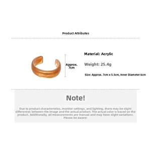 Detailed size specifications and material info for irregular acrylic open cuff bracelet