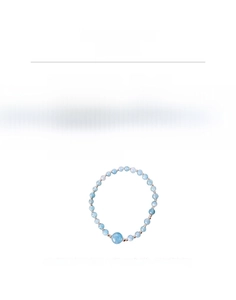 Detail showing 3.3g light blue Shoushan stone beaded bracelet with metal spacers