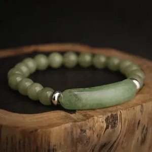 Natural Stone Beaded Bracelet Elastic Handmade Tiger Eye Agate Rose Quartz With Alloy Spacers Retro Jewelry For Women Men
