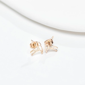 Elegant hollow swallow bird stud earrings in rose gold finish minimalist stainless steel