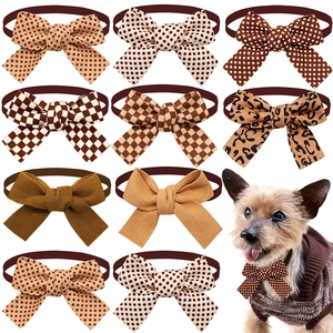 Adjustable Pet Bow Tie Polyester For Dogs And Cats Polka Dot Checkerboard Leopard Pattern British Retro Style Collar