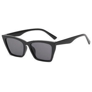 Fashionable black cat eye sunglasses with thick frame and dark grey lenses for women