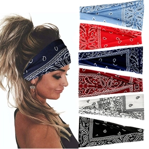 Wide elastic bandana headbands in multiple colors for sports and yoga fitness for women