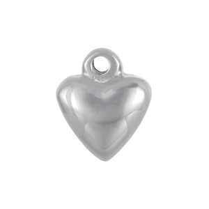 Polished silver heart-shaped stainless steel pendant with smooth reflective surface