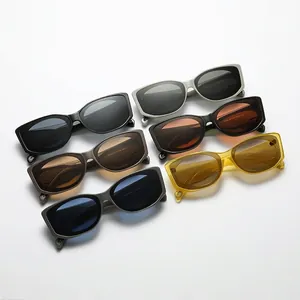 Classic rectangular frame sunglasses set in six vintage colors for summer fashion street style