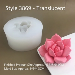 Macro view of 3D succulent cactus silicone mold with product dimensions and sample finish