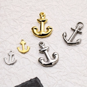 Polished and matte stainless steel anchor pendants in gold and silver finishes