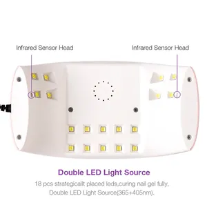 52W Mini UV LED Nail Lamp with 18 Beads and Infrared Sensor for Gel Polish Curing