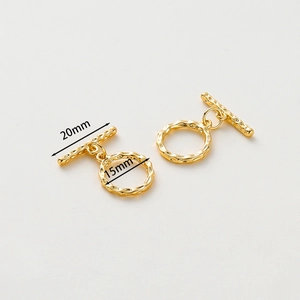Chiusura a barra OT placcata oro 14k lucida con barra 20mm e anello diametro 15mm