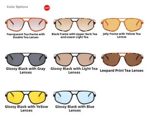 Collection of vintage double-bridge sunglasses in various colors and gradient lens options