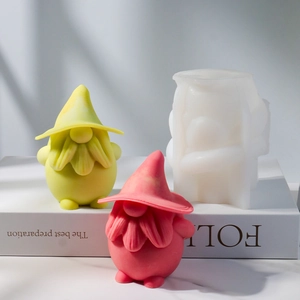 Gnome wizard silicone mold for DIY candles and plaster crafts with soft matte texture
