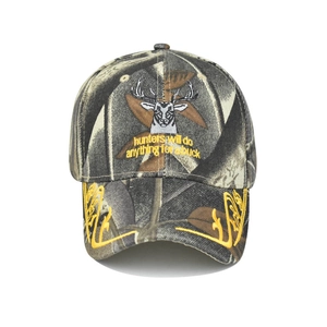 Casquette de baseball camouflage avec broderie cerf 3D et texte hunters will do anything
