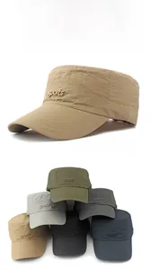 Detail of quick-dry fabric texture and sports embroidery on the long brim sun hat
