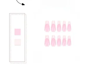 Détails de faux ongles rose dégradé avec pointes françaises blanches style ballerine