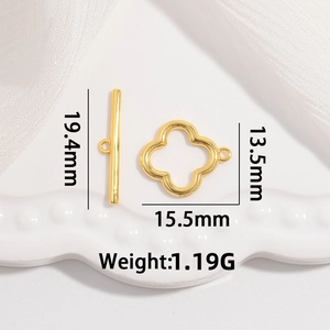 Golden S925 silver clover toggle clasp for DIY necklaces and jewelry making accessories