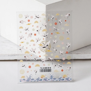 5D Chinese style crane and cloud nail stickers TS-203 with elegant traditional patterns