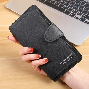 Damen Lange Geldbörse PU Leder Clutch Portemonnaie Große Kapazität Kartenhalter Mit Reißverschlusstasche Schnallenverschluss