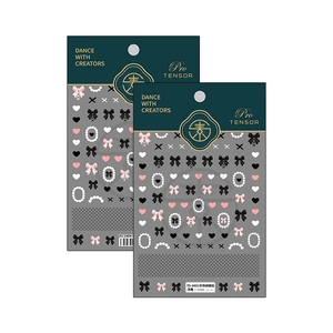 3D embossed nail stickers featuring pearl bows, hearts and lace patterns TS-2403