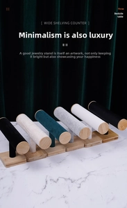 Bamboo base jewelry display stand with colorful velvet crossbars for bracelets and watches