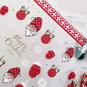 Autocollants de Noël dorés pour ongles avec Père Noël et motifs de flocons de neige