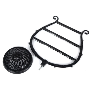 Grande supporto per gioielli a forma di lira nero metallo collana orecchino organizer.