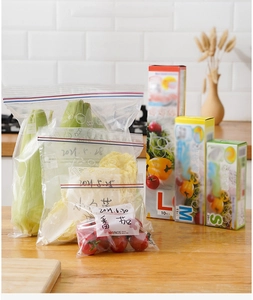 Kitchen food storage bags set in S M L sizes with clear labeling for meal prep and organization