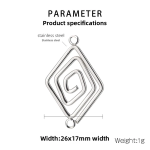 Macro view of geometric spiral stainless steel pendant with dimensions 26x17mm