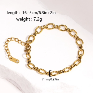 Bracciale a catena sottile in acciaio inossidabile placcato oro 18K con chiusura a barra