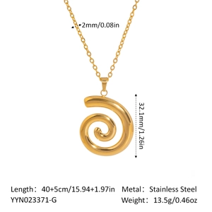 Specifiche dimensionali del ciondolo a spirale dorato e della catena in acciaio inossidabile