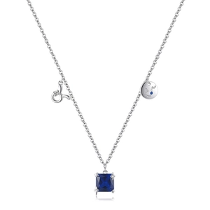S925 Sterlingsilber Stier Halskette mit quadratischem blauem Anhänger und Sternzeichen