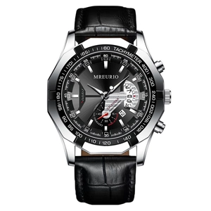 Men's Fashion Quartz Watch With Date Large Dial Leather Strap Crocodile Pattern Business Casual Analog Wristwatch For Men Jewelry Gift