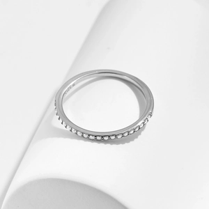 Classic silver S925 sterling silver eternity ring with full-circle moissanite stones