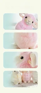Detailed views showing soft curly plush texture and cute facial features of the sheep doll