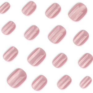 Short square cat eye press-on nails in dusty rose pink with shimmer finish