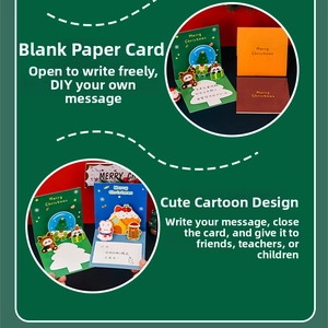 3D pop-up Christmas card detail showing snow globe and gingerbread house designs