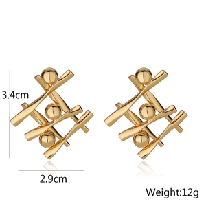 Minimalist gold plated irregular geometric earrings with 3.4cm length and glossy finish