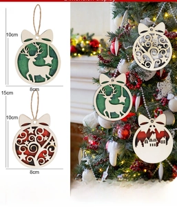 Detail view of laser-cut wooden reindeer ornament with rope hanger and 10cm size dimensions