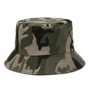 Classic jungle camouflage bucket hat for sun protection with adjustable chin strap design