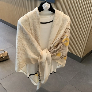 Luxury Women Polyester Large Square Scarf Floral Animal Print Shawl Lightweight Wrap Fashion Scarf For Travel Office